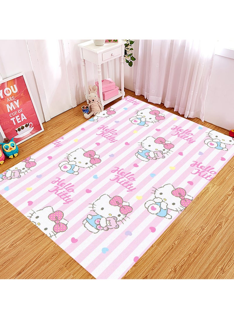 Hello Kitty Carpet Ins Girl's Bedroom Decoration Bedside Blanket Living Room Full Spread Crawling Game Mat (Size: 100*120cm)